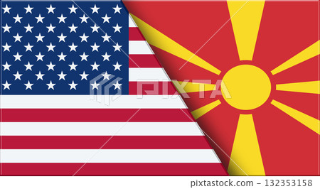 Flags of USA and North Macedonia. United States and North Macedonian flags Flags of USA and North Macedonia. United States and North Macedonian flags 132353158