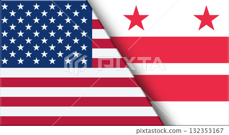 Flags of USA and Columbia district. United States and Columbia district flags 132353167