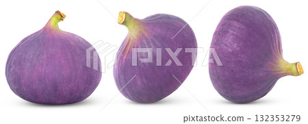 Figs isolated set. Ripe figs in different positions. 132353279