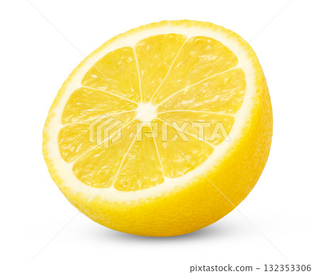 Lemon fruit isolated. Ripe half of a lemon on a white background. Lemon fruit isolated. Ripe half of a lemon on a white background. 132353306