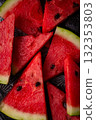 Fresh juicy sliced watermelon close up 132353803