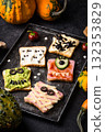 Halloween food for children, monsters toasts 132353829