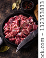 Raw chopped meat with spices 132353833