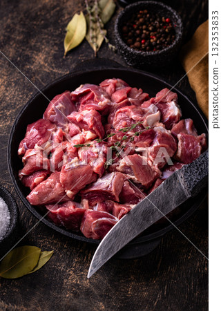 Raw chopped meat with spices 132353833