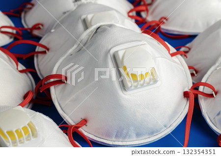 White medical mask for protection against viruses and pollution 132354351