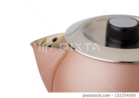 Electric metal kettle close up on white background 132354500