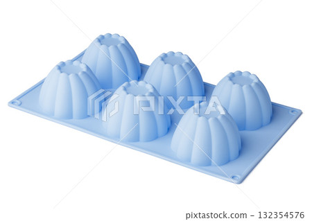 Silicone form for cupcake baking on white background 132354576