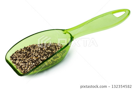 Spoom with chia seeds isolated on white Spoom with chia seeds isolated on white 132354582