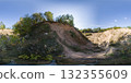 360 degree panorama of a sandy quarry or sand hills amidst a forest. HDRI seamless spherical 360-degree panorama of sand quarry 132355609