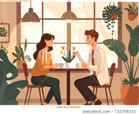 Illustration of a creative workspace surrounded by natural light and plants | A calm space for concentrating on creative activities Illustration of a creative workspace surrounded by natural light and plants | A calm space for concentrating on creative activities 132356253
