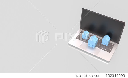 The Blue house for Property or Building concept 3d Rendering. The Blue house for Property or Building concept 3d Rendering. 132356693