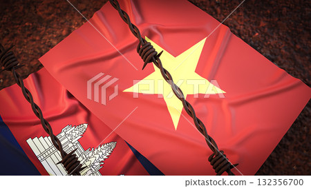 The Vietnam and Cambodia flag for Background concept 3d rendering. The Vietnam and Cambodia flag for Background concept 3d rendering. 132356700