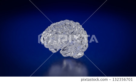 The Crystal Brain on Dark blue background for Sci or Medical concept 3d Rendering. The Crystal Brain on Dark blue background for Sci or Medical concept 3d Rendering. 132356701