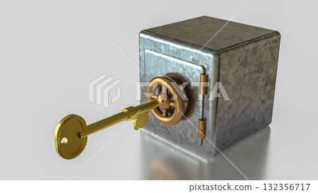 The Safe deposit box and Key for Earn or Business concept 3d Rendering. The Safe deposit box and Key for Earn or Business concept 3d Rendering. 132356717