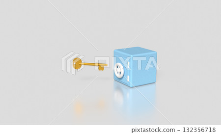 The Safe deposit box and Key  for Earn or Business concept 3d Rendering. 132356718