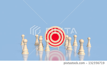 The Bull eye Target Point and chess for Business concept 3d Rendering. 132356719