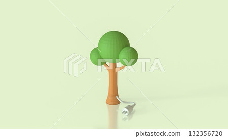 The Tree and electric plug for Energy or eco concept 3d rendering. 132356720