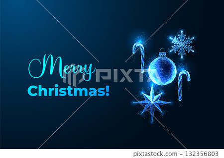 Christmas icons collection candy cane, snowflake, ornament, and star. glowing symbols vector Christmas icons collection candy cane, snowflake, ornament, and star. glowing symbols vector 132356803