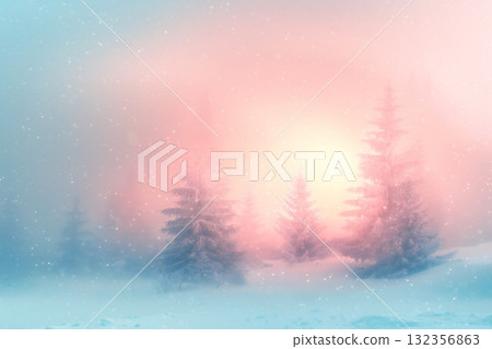 Winter landscape with soft pastel colors and snow-covered trees featuring copy space for design Winter landscape with soft pastel colors and snow-covered trees featuring copy space for design 132356863