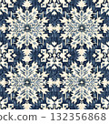 Seamless winter pattern featuring snowflakes on a dark blue background for Christmas design 132356868