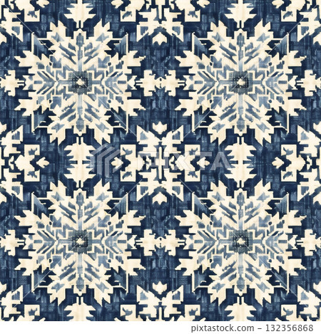 Seamless winter pattern featuring snowflakes on a dark blue background for Christmas design Seamless winter pattern featuring snowflakes on a dark blue background for Christmas design 132356868