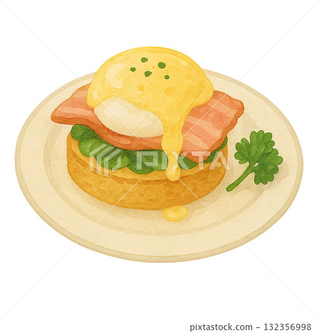 班尼迪克蛋插圖。 132356998