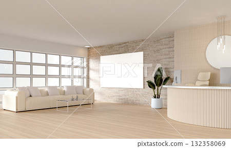 Sophisticated living space with elegant reception, 3D render illustration. Sophisticated living space with elegant reception, 3D render illustration. 132358069