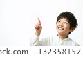 Boy pointing up index finger 132358157