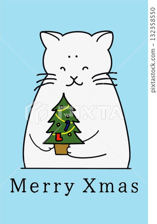 貓和聖誕樹 132358550