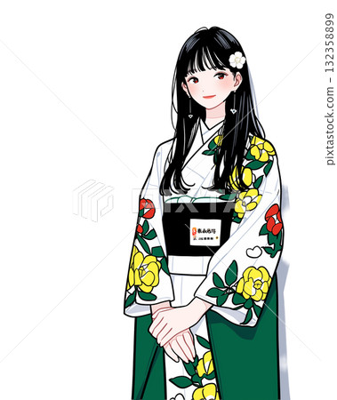 穿著和服的可愛女孩 132358899