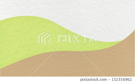 Abstract pastel white, green, beige texture paper background, wavy layers. Wave pattern with copy space for banner 132358962
