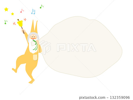 聖誕節對話框、聖誕老人和袋子、可愛的音符向量圖 132359096
