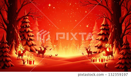 8K 廣告和海報的夢幻多彩聖誕背景 132359197