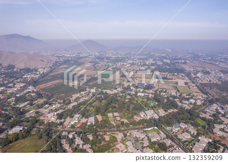 Aerial view of La Molina district in Lima. Aerial view of La Molina district in Lima. 132359209