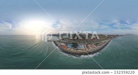 Highway of the Costa Verde, at the height of the district of Miraflores in the city of Lima. 360 view Highway of the Costa Verde, at the height of the district of Miraflores in the city of Lima. 360 view 132359220