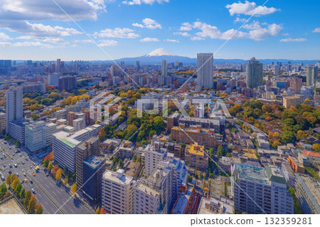 從新高輪眺望富士山的街景 132359281