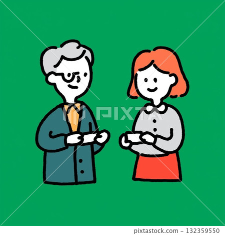 Business card exchanging business card 132359550