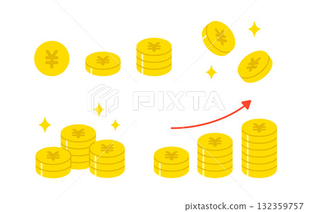 Set of simple yen mark coins [Vector illustration material] 132359757