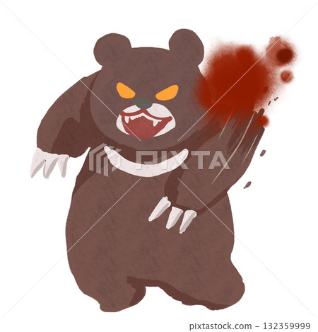 Ferocious angry bear attacking with claws 132359999