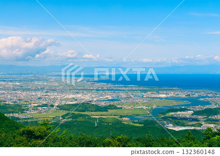 View of the city of Ise from Ichiuda Observatory on the Ise-Shima Skyline 132360148