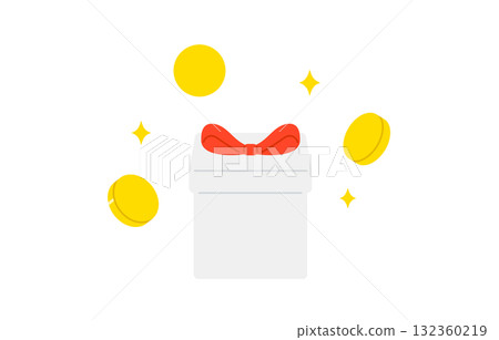 Coin and front gift box [Vector illustration material] 132360219