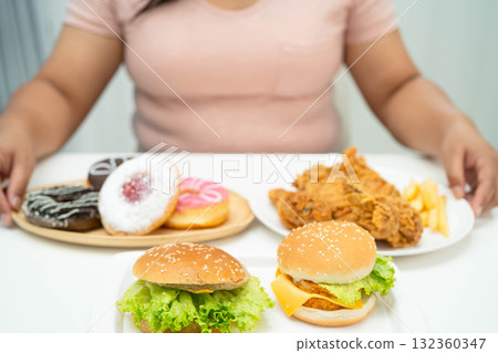 Junk food no good health eating for diet. 132360347