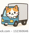 Cat peeking out from truck 132360646