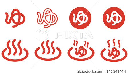 Hot spring public bath icon logo illustration red 132361014