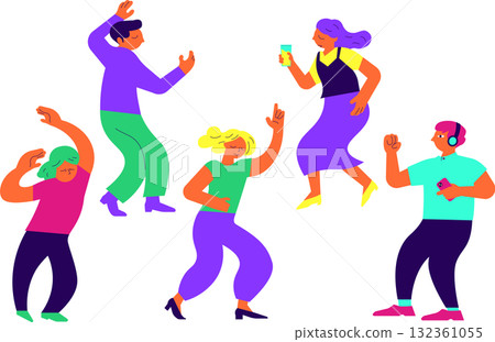 自由跳舞的人的插圖，音樂和節奏 132361055