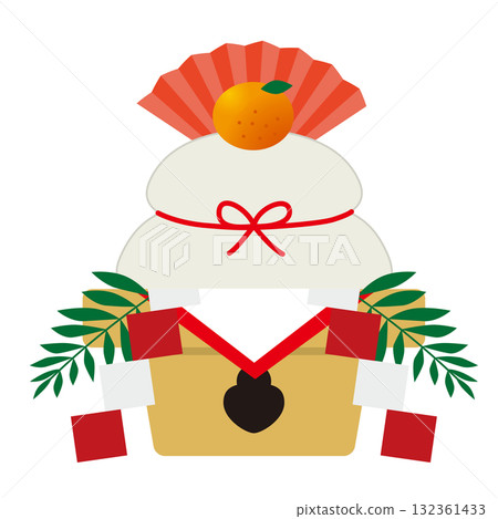 Vector illustration of New Year's Kagami mochi 132361433