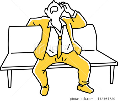 Male office worker sleeping on a bench Male office worker sleeping on a bench 132361780