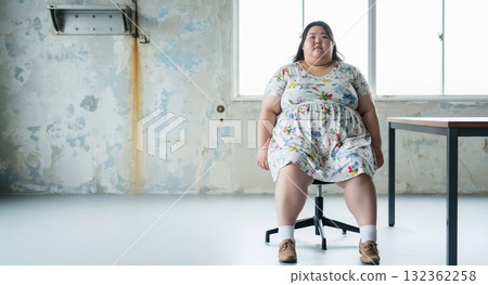 Chubby person portrait 132362258