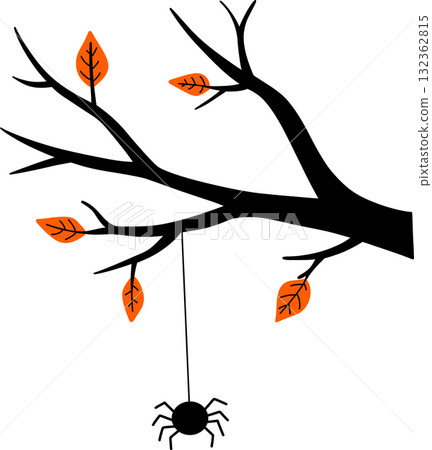 a wooden silhouette with a Halloween spider hanging from it a wooden silhouette with a Halloween spider hanging from it 132362815
