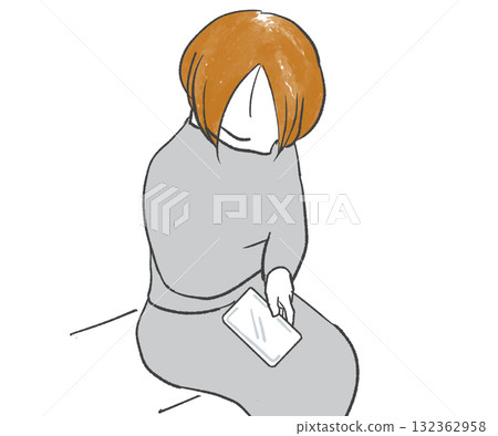 A woman who is about to fall asleep and drop her phone 132362958